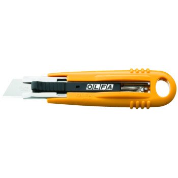 OLFA 9048 Safety Knife, Steel Blade, Contour-Grip Handle, Yellow Handle