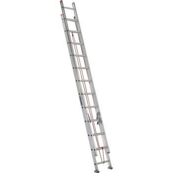 Louisville L-2324-24 Extension Ladder, 286 in H Reach, 200 lb, 1-1/2 in D Step, Aluminum