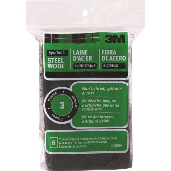 3M 10115NA Wool Pad, 2 in L, 4 in W, 3 Grit, Coarse