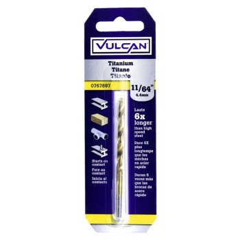 Vulcan 218811OR Jobber Drill Bit, 11/64 in Dia, 3-1/4 in OAL, 3-Flat Shank