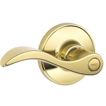 Schlage J Series J40 V SEV 605 Privacy Lever, Mechanical Lock, Bright Brass, Metal, Residential, 3 Grade