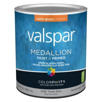 Valspar Medallion 2400 Series 027.0002408.005 Interior Paint, Semi-Gloss Sheen, Pastel, 1 qt, Can