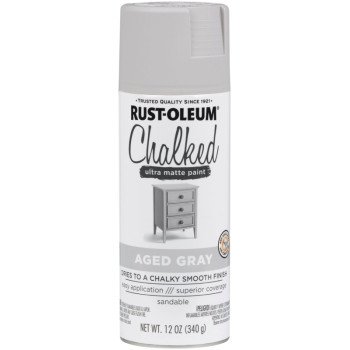 Rust-Oleum 302592 Chalk Spray Paint, Ultra Matte, Aged Gray, 12 oz, Can