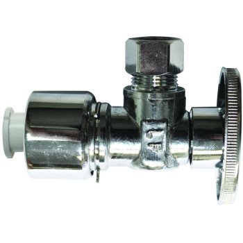 Plumb Pak PPC2622POLF Angle Stop Valve, 1/2 x 3/8 in Connection, OD x OD, Quarter-Turn Actuator