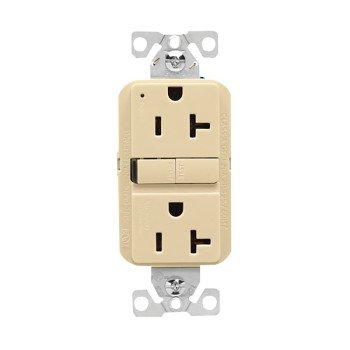 Eaton GF20V-BX-L GFCI Receptacle, 125 V, 20 A, NEMA: NEMA 5-20R, Back, Side Wiring, Ivory