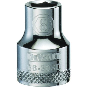 DEWALT DWMT86303OSP Hand Socket, 8 mm Socket, 3/8 in Drive, 6-Point, Vanadium Steel, Polished Chrome