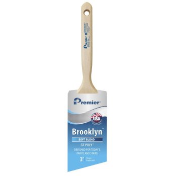 Premier Brooklyn 17293 Paint Brush, 3 in W, Angle Sash Brush, 3 in L Bristle, Polyester Bristle