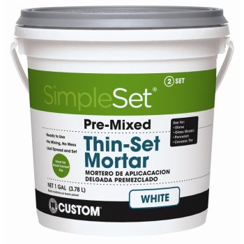 Custom STTSW1-2 Thin-Set Mortar, White, Paste, 1 gal, Pail