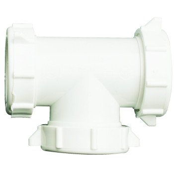 Plumb Pak PP55-6W Coupling Tee, 1-1/2 in, Slip-Joint, Plastic, White