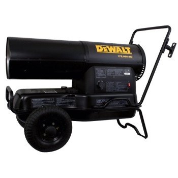 DEWALT F340772 Forced Air Heater, Kerosene, 175,000 Btu/hr BTU, 4250 sq-ft Heating Area, Black