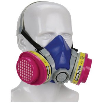 Safety Works SWX00320 Multi-Purpose Half Mask Respirator, M Mask, 99.97 % Filter Efficiency, Blue