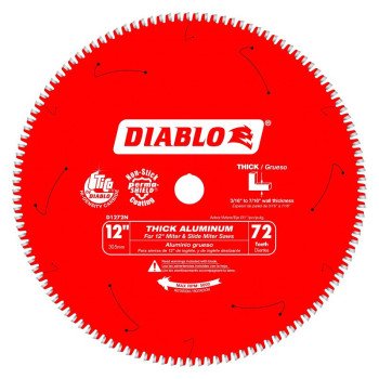 Diablo D1272N Circular Saw Blade, 12 in Dia, 1 in Arbor, 72-Teeth, Carbide Cutting Edge