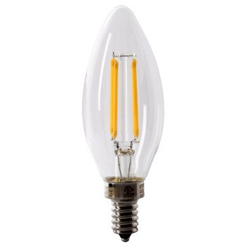 Feit Electric BPCTC60/950CA/FIL/2 LED Bulb, Decorative, E12 Lamp Base, Dimmable, Daylight White Light, 5000 K Color Temp