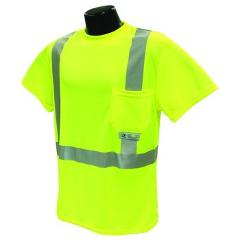 Radians ST11-2PGS-L Safety T-Shirt, L, Polyester, Green, Short Sleeve, Pullover Closure