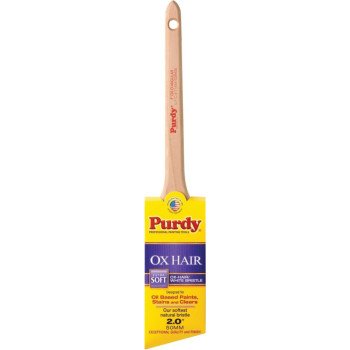 Purdy Ox-O-Angular 144296020 Angular Trim Brush, 2 in W, 2-1/8 in L Bristle, Ox Hair Bristle, Rat Tail Handle