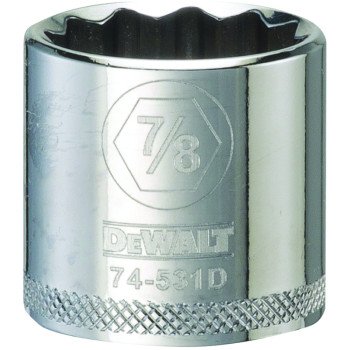 DEWALT DWMT74531OSP Hand Socket, 7/8 in Socket, 3/8 in Drive, 12-Point, Vanadium Steel, Polished Chrome