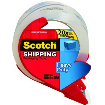 Scotch 3850S-RD Packaging Tape, 38.2 yd L, Clear, 1.88 in W, 3.1 mil, Polypropylene Backing