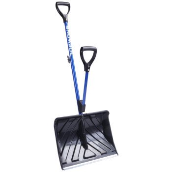 Snow Joe SJ-SHLV01 Strain-Reducing Snow Shovel, 18 in W Blade, 18 in L Blade, Polycarbonate Blade, 50 in OAL, Blue