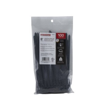 ProSource CT0914 Cable Tie, 50 mm Max Bundle Dia, Self-Locking Locking, Nylon, Black