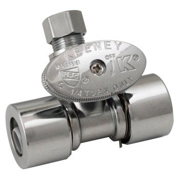 Plumb Pak K2802PCPO In-Line Valve, 1/2 x 1/2 x 3/8 in Connection, Brass Body