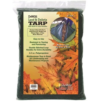 DeWitt LEAFTARP9X9-12 Leaf and Debris Tarp, 9 ft L, 9 ft W, Polypropylene, Green