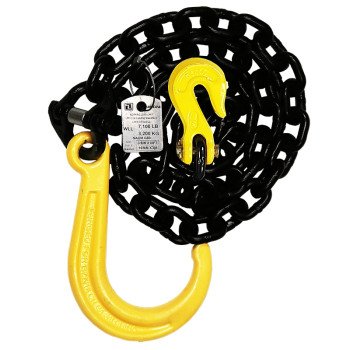 Ancra 50378-10-10 Chain Assembly with J-Hook, 3/8 in, 10 ft L, 7100 lb Working Load, 80 Grade, Carbon Alloy Steel