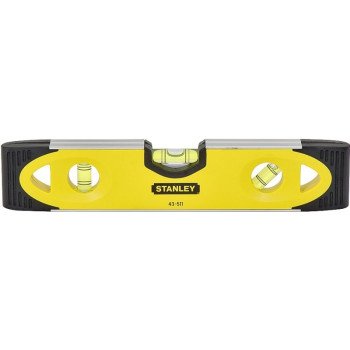 STANLEY 43-511 Torpedo Level, 9 in L, 3-Vial, 2-Hang Hole, Magnetic, Aluminum