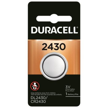 Duracell DL2430BPK Battery, 3 V Battery, 270 mAh, CR2430 Battery, Lithium, Manganese Dioxide