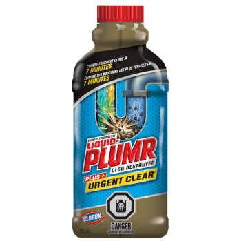 Liquid-Plumr Urgent Clear 01368PK01 Drain Opener, Liquid, Pale Yellow, Bleach, 502 mL Bottle