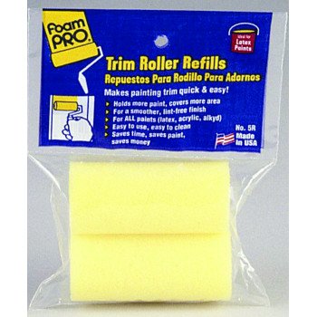 Foampro 5R Trim Roller Refill, 1-3/8 in Thick Nap, 3 in L, Foam Cover