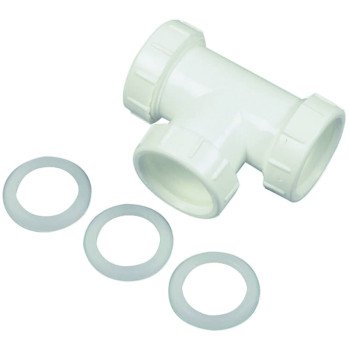 Danco 94038 Pipe Tee, 1-1/2 in, Slip-Joint, Plastic, White