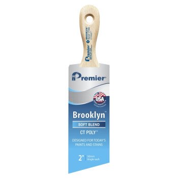 Premier Brooklyn 17306 Paint Brush, 2 in W, Short Sash Brush, 2-3/4 in L Bristle, Polyester Bristle