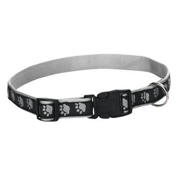 Casual Canine ZA8871 06 17 Dog Collar, 6 to 10 in L Collar, 3/8 in W Collar, Nylon, Black, Two Tone Paw Print