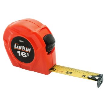 Crescent Lufkin L600N Series L616N Tape Measure, A5 Blade, 16 ft L Blade, 3/4 in W Blade, Steel Blade, Textured Case