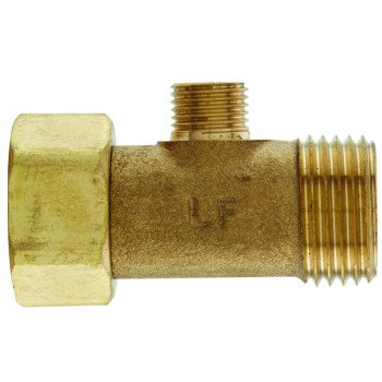 Plumb Pak PP2039LF Tee Adapter, 1/2 x 1/2 x 1/4 in, FIP x MIP x Tube, Brass, Rough Brass