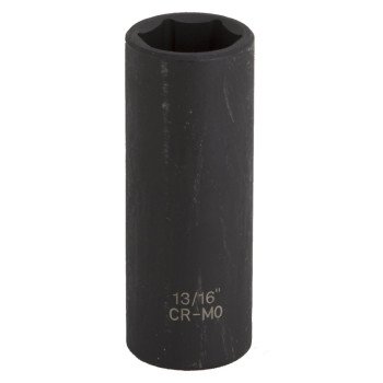 Vulcan MT6580177 Deep Impact Socket, 13/16 in Socket, 1/2 in Drive, Deep Drive, 6-Point, Chrome Molybdenum Steel