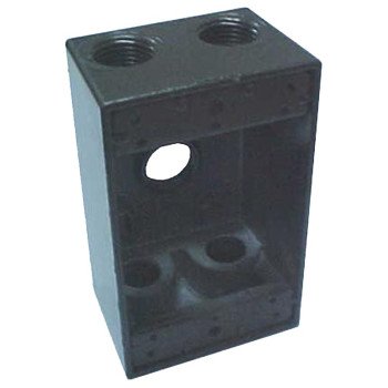 BWF B5-22V Weatherproof Outlet Box, 2 in W, 4-9/16 in D, 2-13/16 in H, 5 -Knockout, Metal, Gray, Powder-Coated