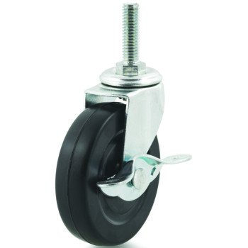 Dh Casters C-L30T2RSB Swivel Caster with Brake, 3 in Dia Wheel, 13/16 in W Wheel, Rubber Wheel, 110 lb