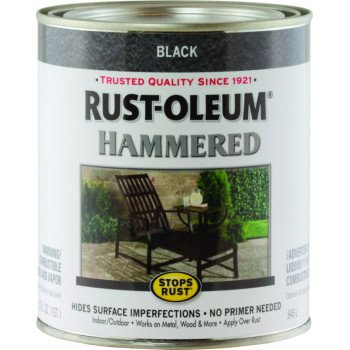 Rust-Oleum 7215502 Enamel Paint, Hammered, Black, 1 qt, Can, 75 to 150 sq-ft/qt Coverage Area