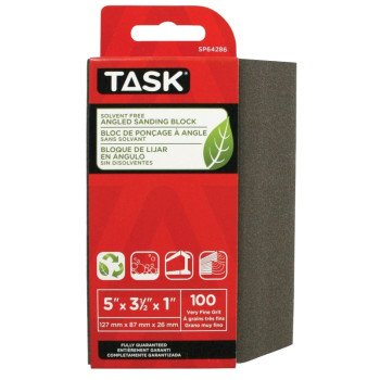 TASK Eco SP64286 Sanding Block, 5 in L, 3-1/2 in W, 100 Grit, Fine