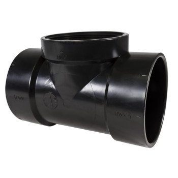 Canplas 102117SBC Test Pipe Tee, 4 in, Hub x FNPT, ABS, Black