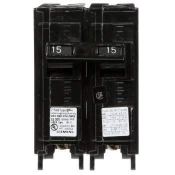 Siemens Q215 Circuit Breaker, 15 A, 2 -Pole, 120/240 V, Plug Mounting