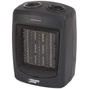 PowerZone PTC-700 Portable Electric Heater, 12.5 A, 120 V, 1500 W, 1500W Heating, 2 -Heat Setting, Black