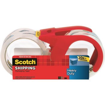 Scotch 3850S-2-1RD Packaging Tape, 38.2 yd L, Clear, 1.88 in W, Polypropylene Backing