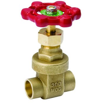 B & K ProLine Series 100-703NL Gate Valve, 1/2 in Connection, Sweat, 300/150 psi Pressure, Brass Body