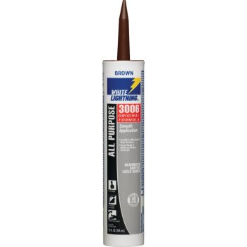 WHITE LIGHTNING W12003010 Adhesive Caulk, Brown, 5 to 7 days Curing, 40 deg F, 10 fl-oz Cartridge