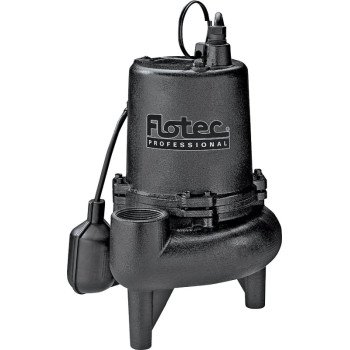 Flotec Professional Series E75STVT Sewage Pump, 1-Phase, 9 A, 115 V, 0.75 hp, 2 in Outlet, 24 ft Max Head, 170 gpm