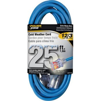 PowerZone ORCW511825 Extension Cord, 12 AWG Cable, 5-15P Grounded Plug, 5-15R Grounded Receptacle, 25 ft L, 125 V