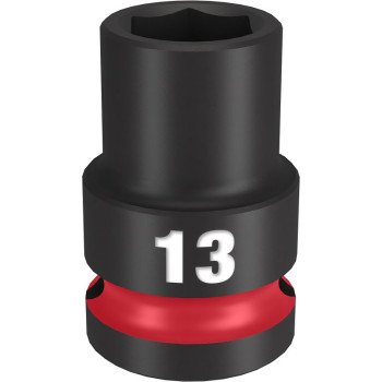 Milwaukee SHOCKWAVE Impact Duty Series 49-66-6245 Shallow Impact Socket, 13 mm Socket, 1/2 in Drive, Square Drive