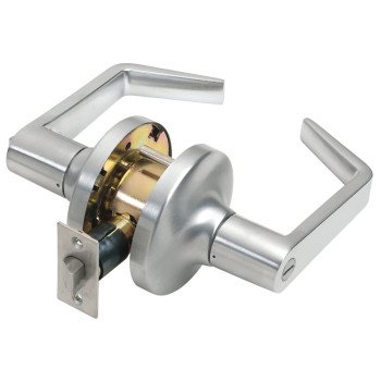 Tell Manufacturing CL100016 Privacy Lever, Pushbutton Lock, Satin Chrome, Steel, Reversible Hand, 2 Grade